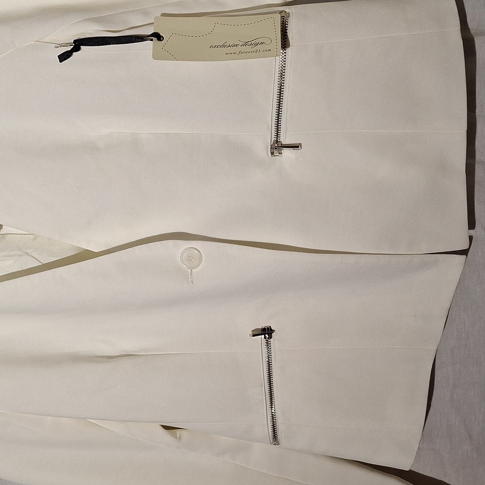 White Blazer, One Button, Tailored, Business Casual, Forever 21, Sz 10, NWT - Picture 5 of 12